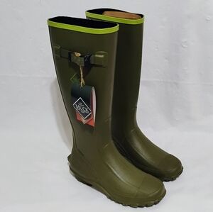 Men's Muck Boot Harvester Tall Olive & Lime Rubber Boots MRBM300S Size 9M-NWOB